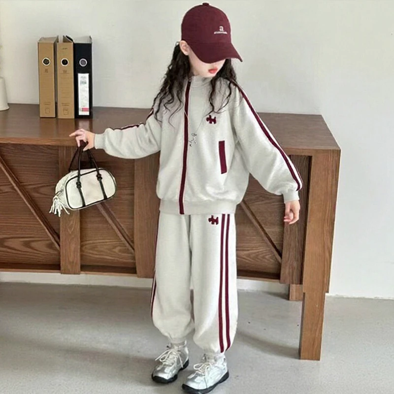 女童套装秋装2025新款儿童开衫卫衣运动小女孩春秋款6-12岁两件套