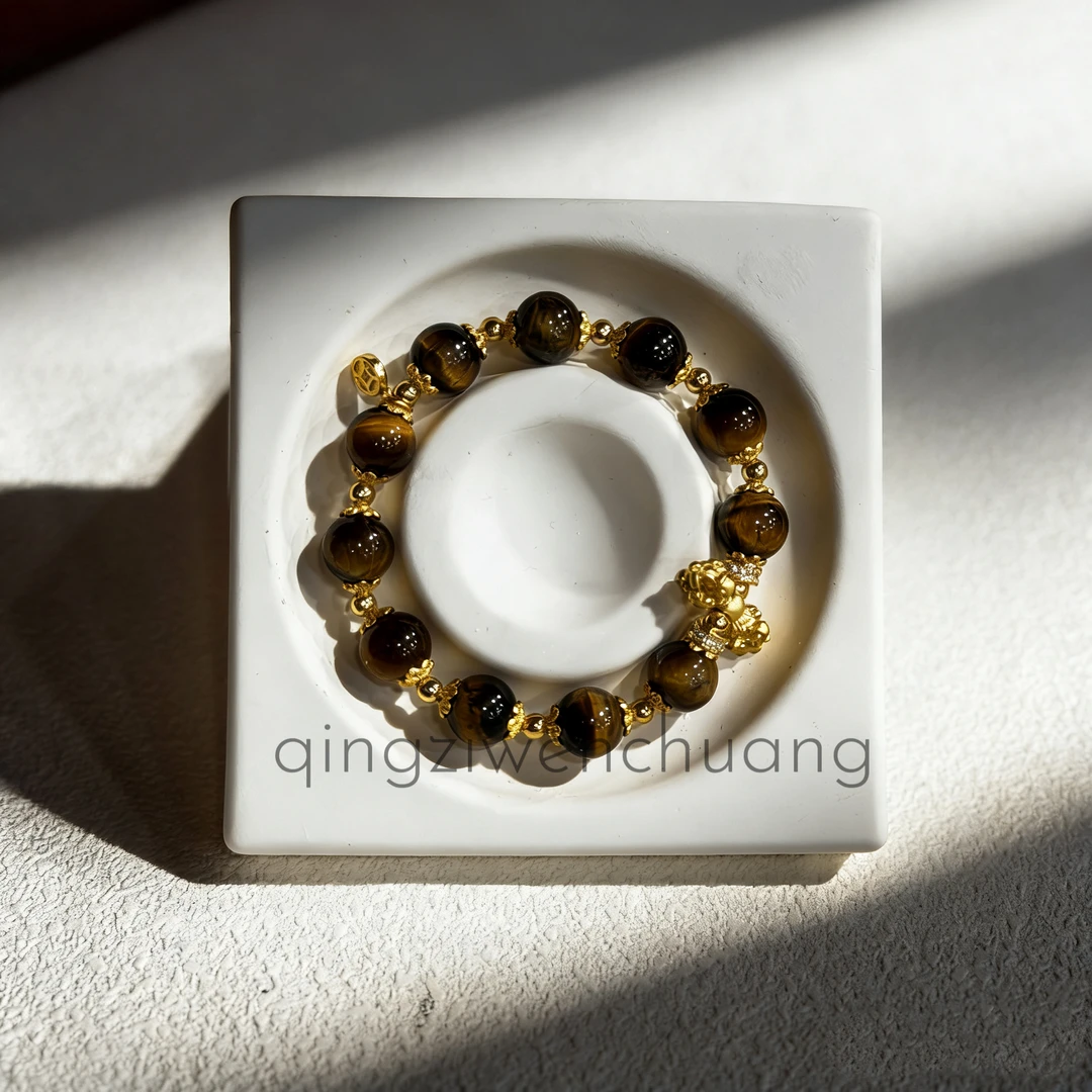 手链 DH 1346-虎眼石10mm+金刚杵金配饰