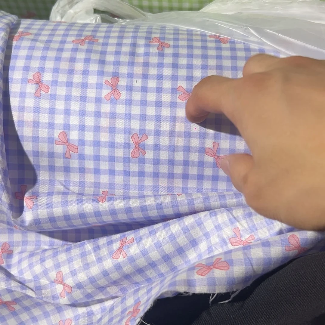 无纺布全棉蝴蝶结格子