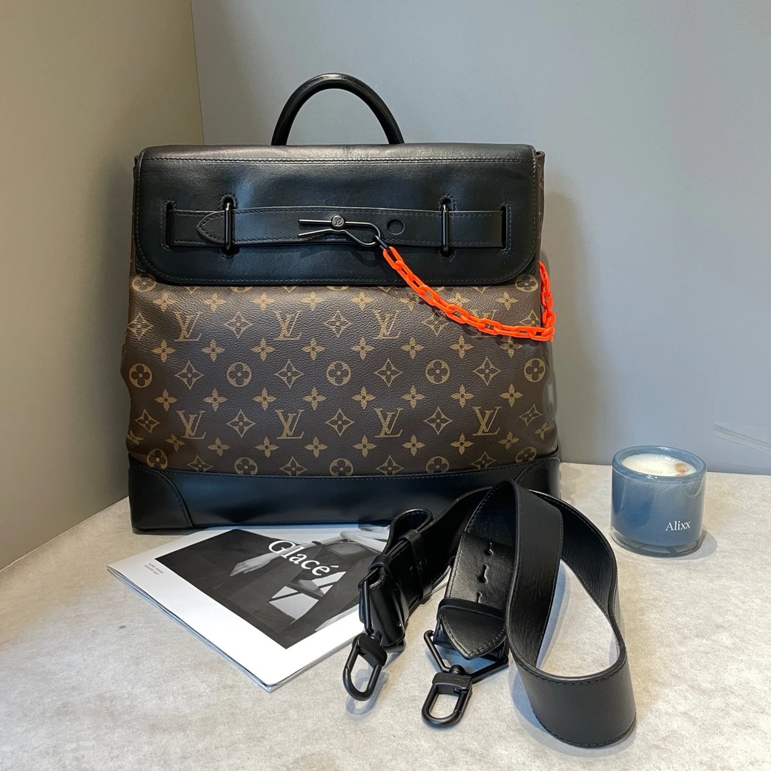 95新 LouisVuitton/路易威登 virgil拼皮翻盖公文包斜挎手提包