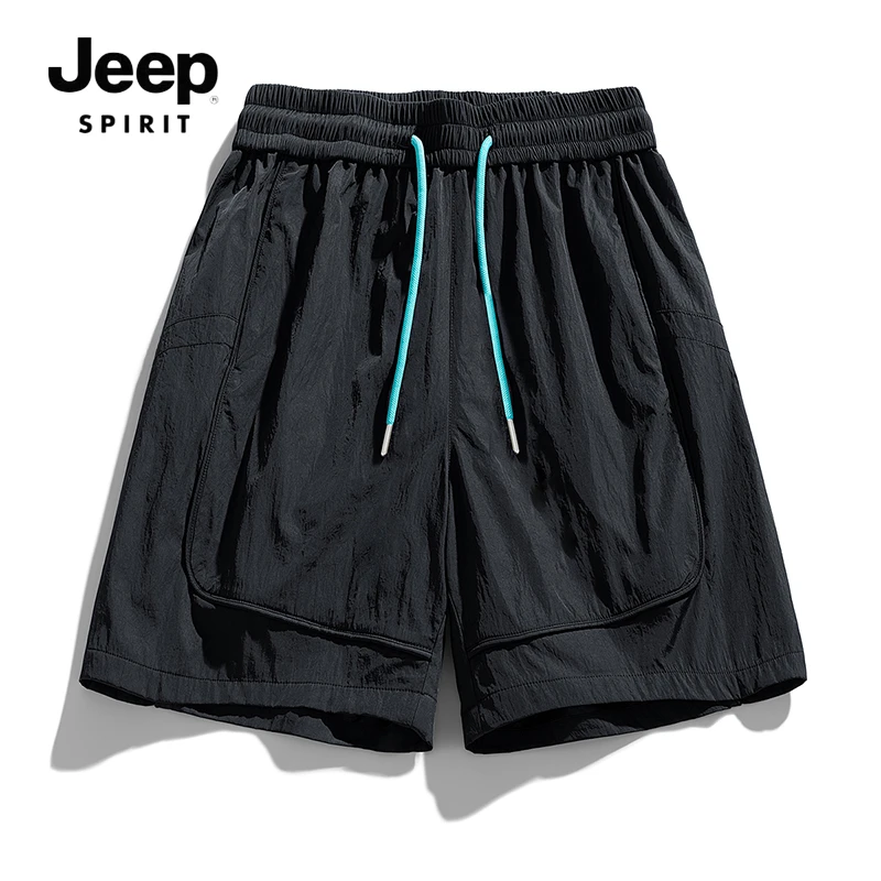 JEEPSPIRIT吉普纯色免烫中裤夏透气短裤舒适潮流运动户外日系百搭