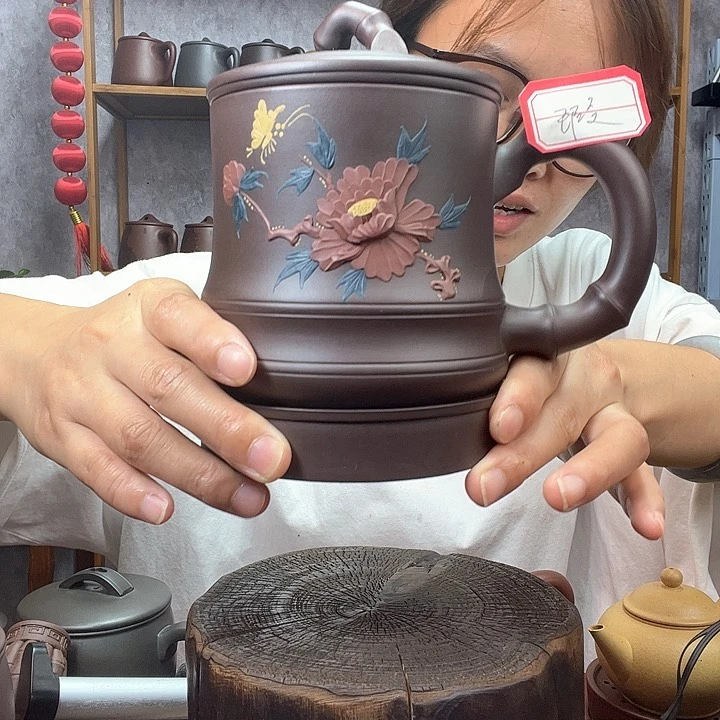 茶杯紫砂原矿紫泥五件套
