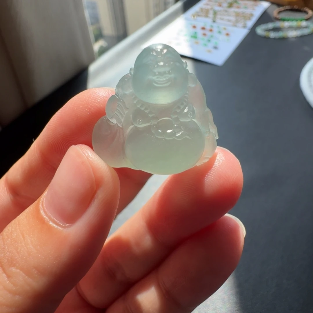 A***~定制翡翠未镶嵌冰种起光佛公