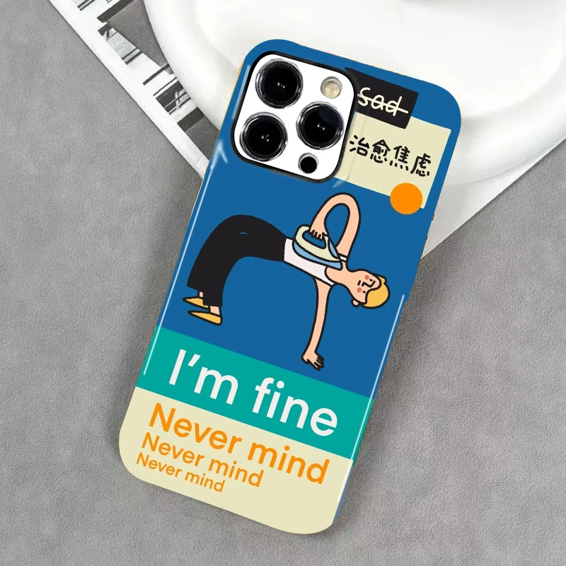 情侣款焦虑磨砂菲林二合一手机防摔保护壳卡通趣味ins个性搞怪