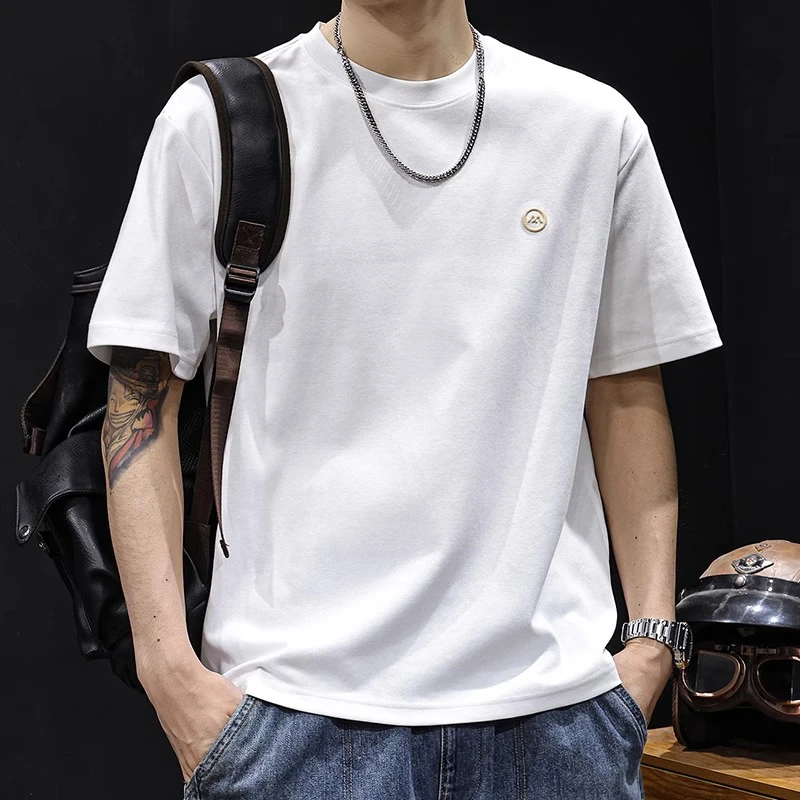 U&PURA斜纹肌理感潮牌短袖t恤男夏季宽松大码衣服高端男装体恤