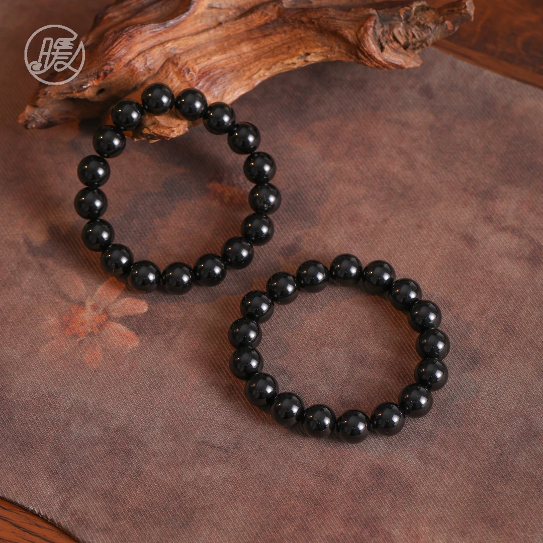 单圈素圈黑曜石手串12mm手链Z3232多样性发一