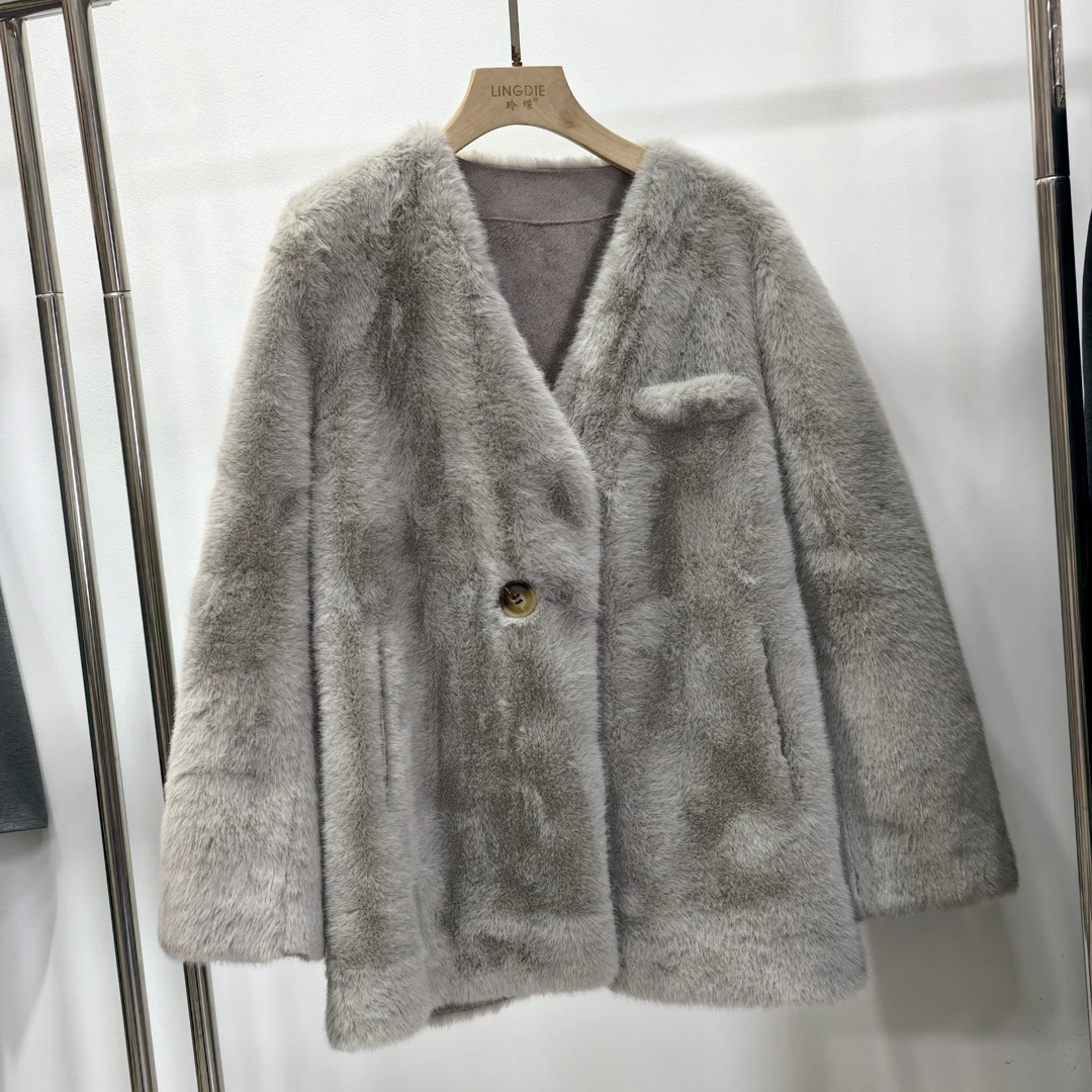 人造皮草 （孤品捡漏）2025环保皮草原厂仿貂毛高级百搭外套