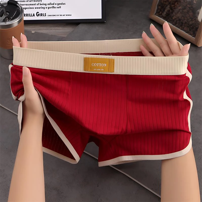 新款潮流男士内裤男款平角裤青年男生红色舒适修身大码四角裤底裤