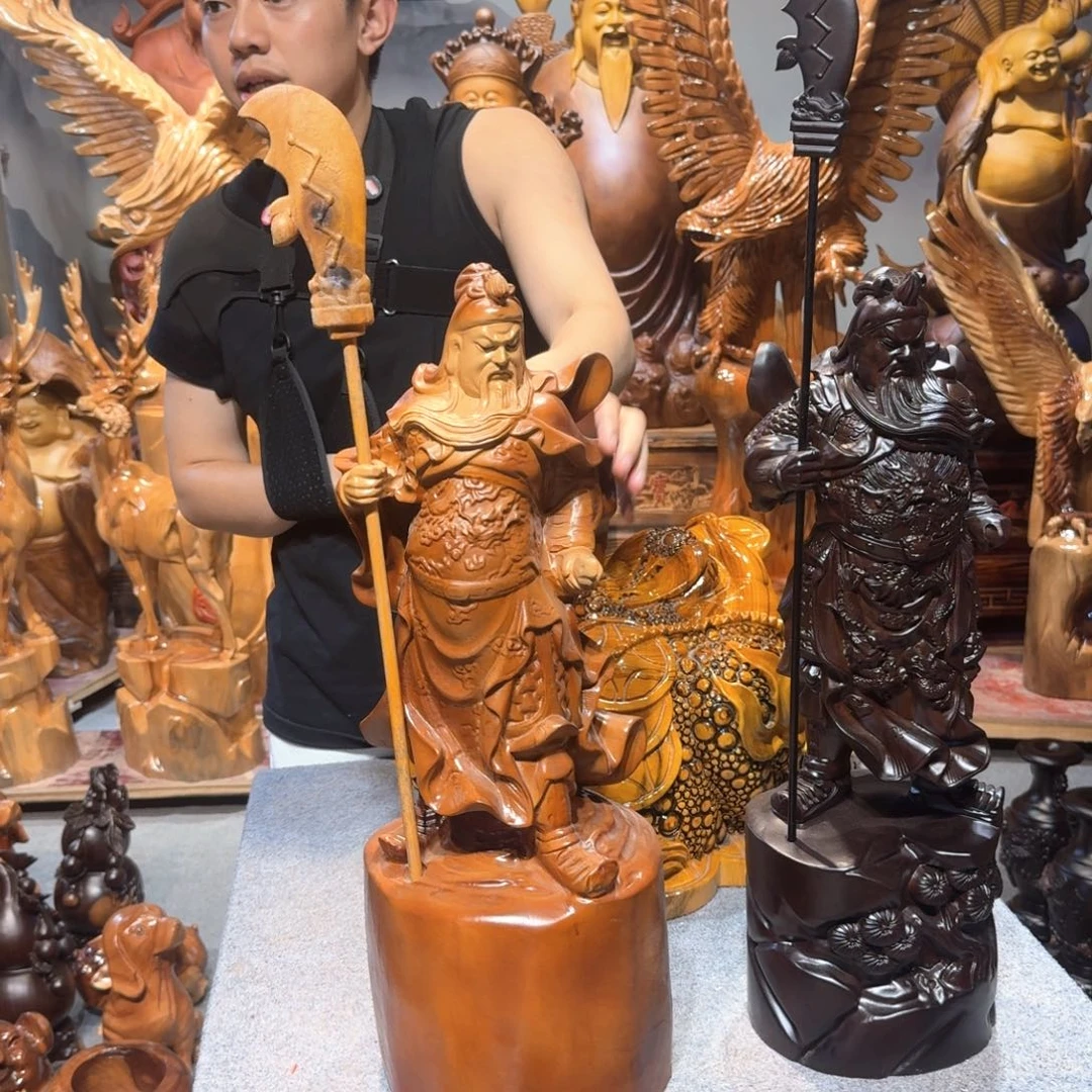 香樟木黑*子香樟木关公摆件