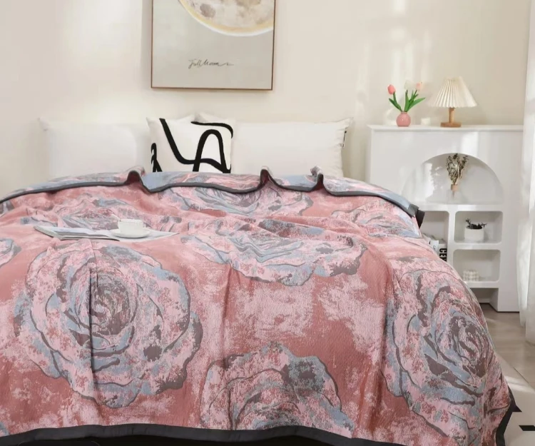 【海洋之心粉】2.3*2.5M精梳超柔海岛棉亲肤柔软床盖