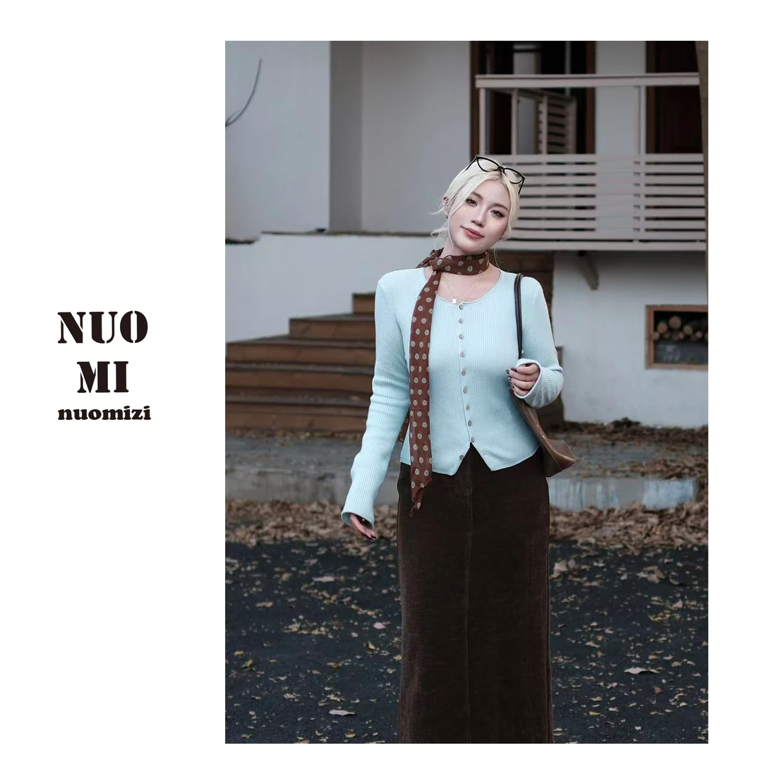 ZOZ糯米子[抹茶生巧上衣]韩系单排纽扣上衣秋季显瘦减龄针织开衫