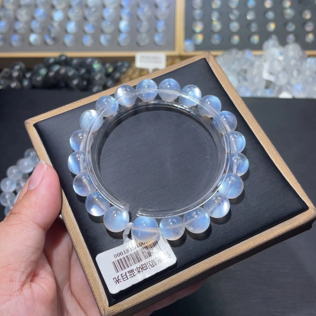 长石手链未镶嵌灯泡光蓝月光手链10mm