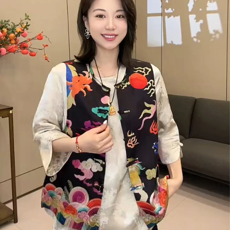 【锦轩阁】时尚气质设计高级轻奢国风马甲新中式国风女装马甲 999-1