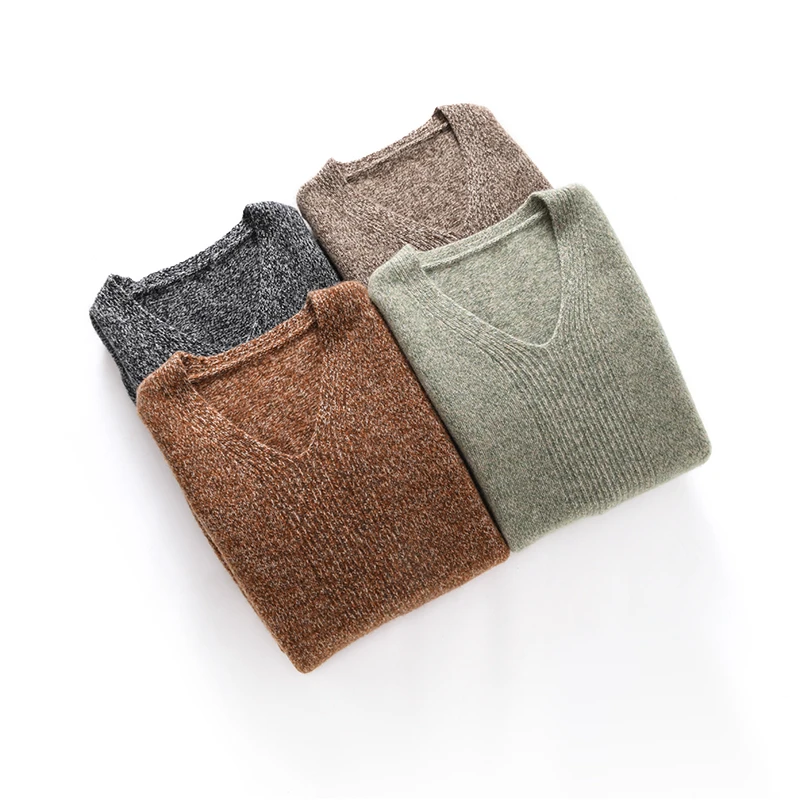 【高定花式纱】100羊毛 休闲宽松羊毛针织套头打底衫2423