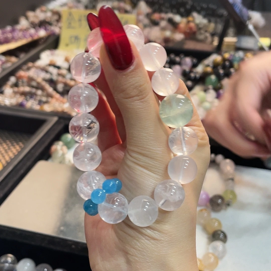 水晶手链未镶嵌冰橘粉