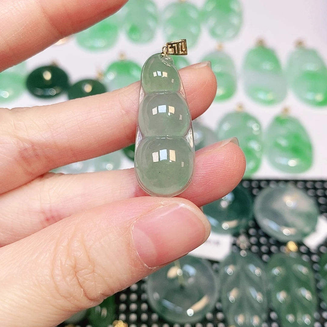 翡翠吊坠(不含链)18K金镶嵌