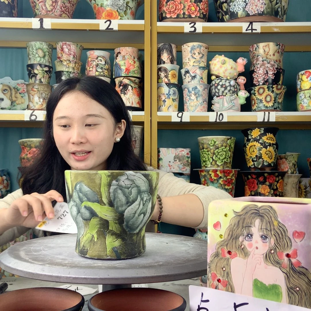 陶景德镇手工花盆727