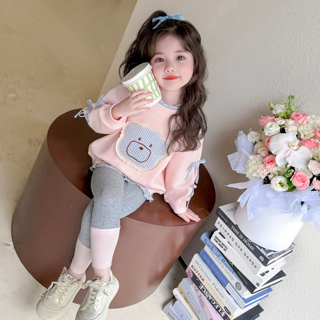 女童秋款套装新款可爱卡通儿童衣服甜美风长袖上衣打底裤两件套潮