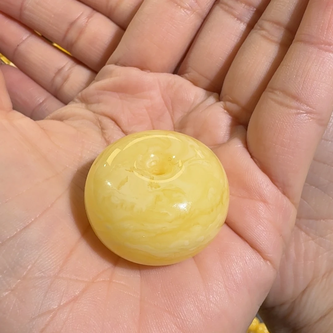 琥珀裸石未镶嵌32X20.3m虎皮白花扣子14