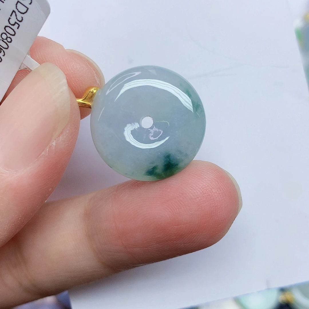 翡翠18K金镶嵌颈饰345676