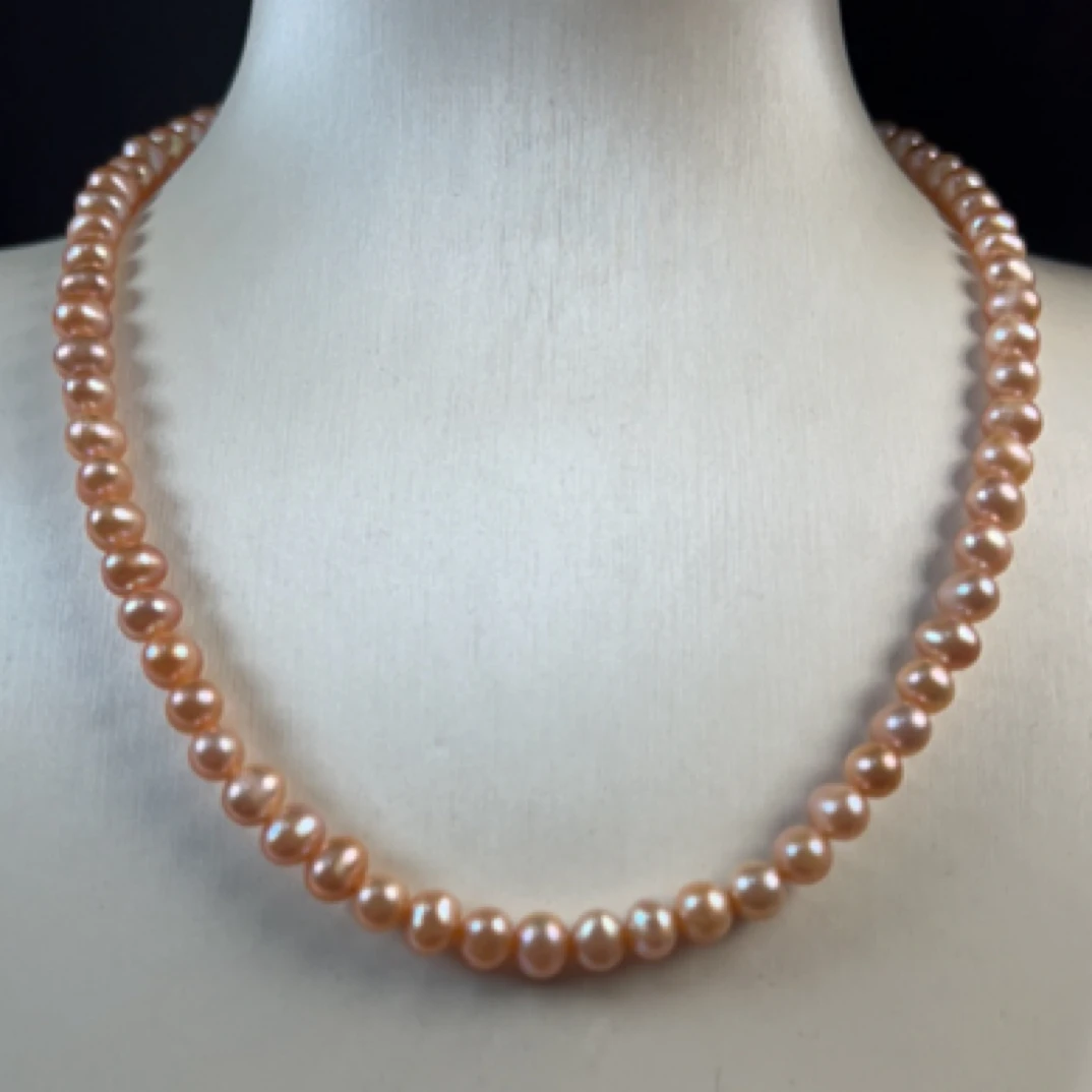 天然淡水珍珠香槟色5-5mm-M003百搭时尚气质中国红