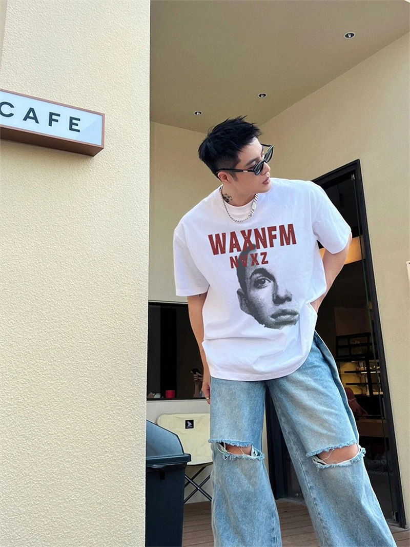 美式高街复古字母印花短袖T恤男女夏季时尚小众创意宽松纯棉上衣