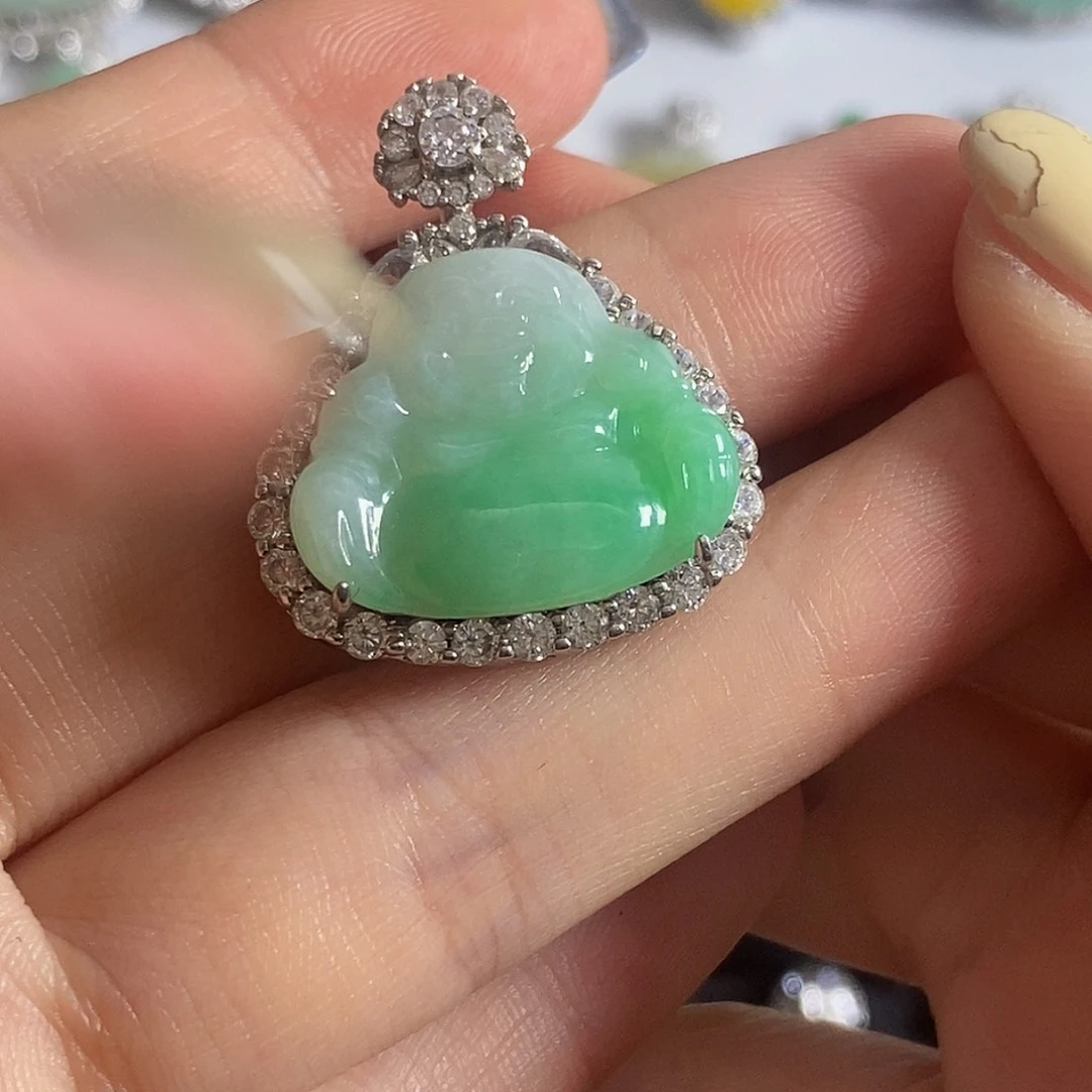 翡翠银S925镶嵌颈饰天然翡翠