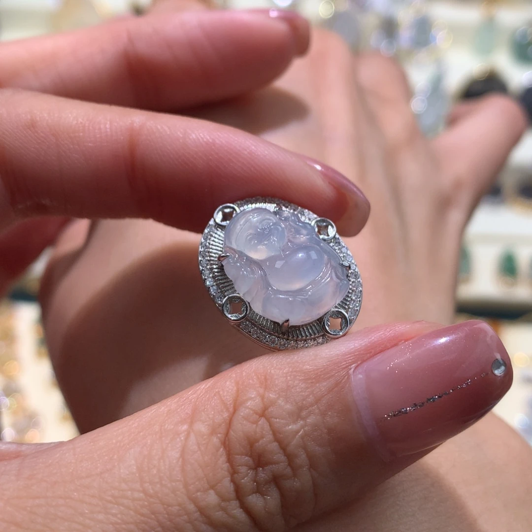 颈饰银S925镶嵌翡翠财爷