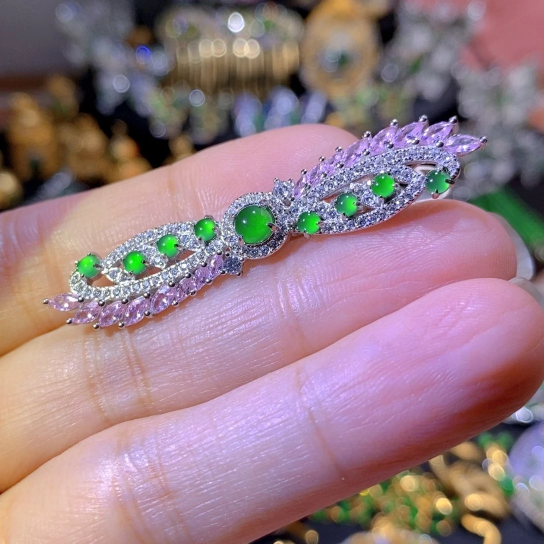 吊坠(不含链)银S925镶嵌翡翠