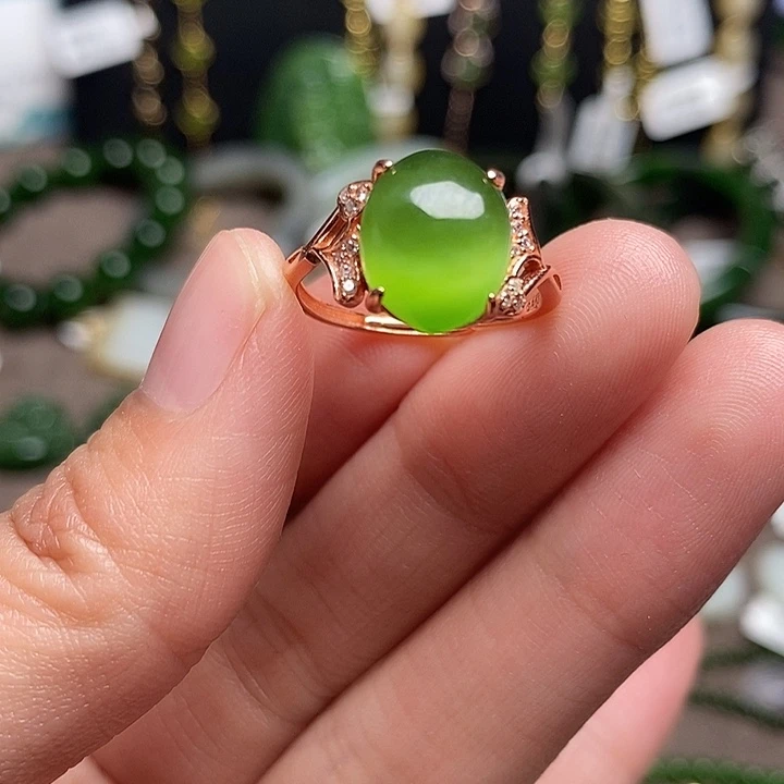 和田玉银S925镶嵌戒指