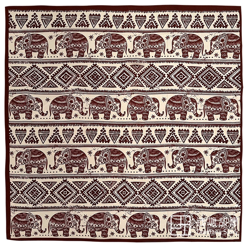 Qiantang Story/钱塘故事真丝双绉-70cm红色小象桑蚕丝丝巾68cm