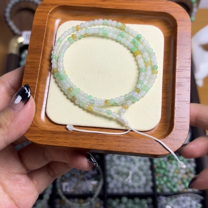 翡翠散珠卡3+多宝色毛衣链