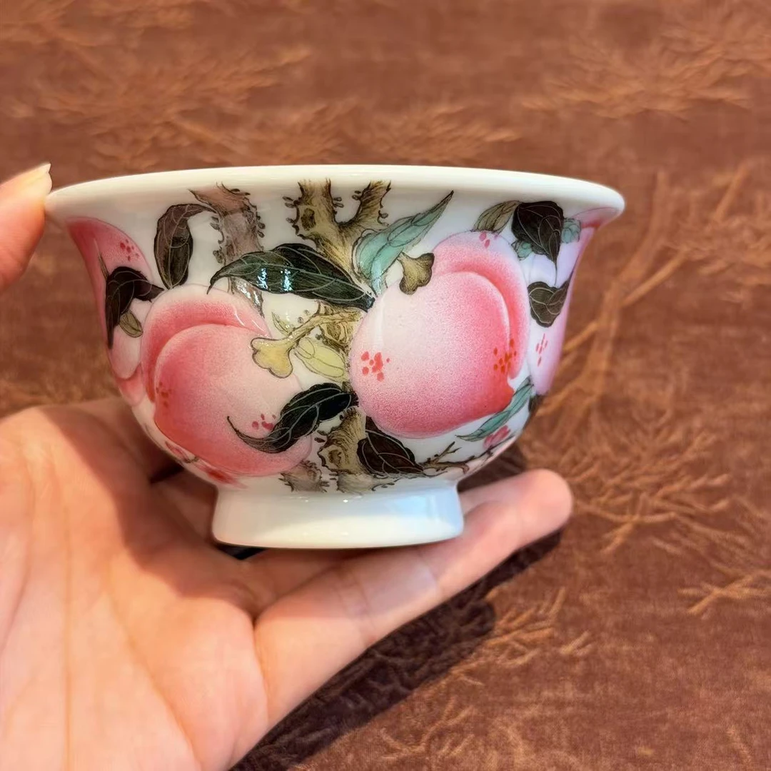 景德镇墨彩五桃压手杯