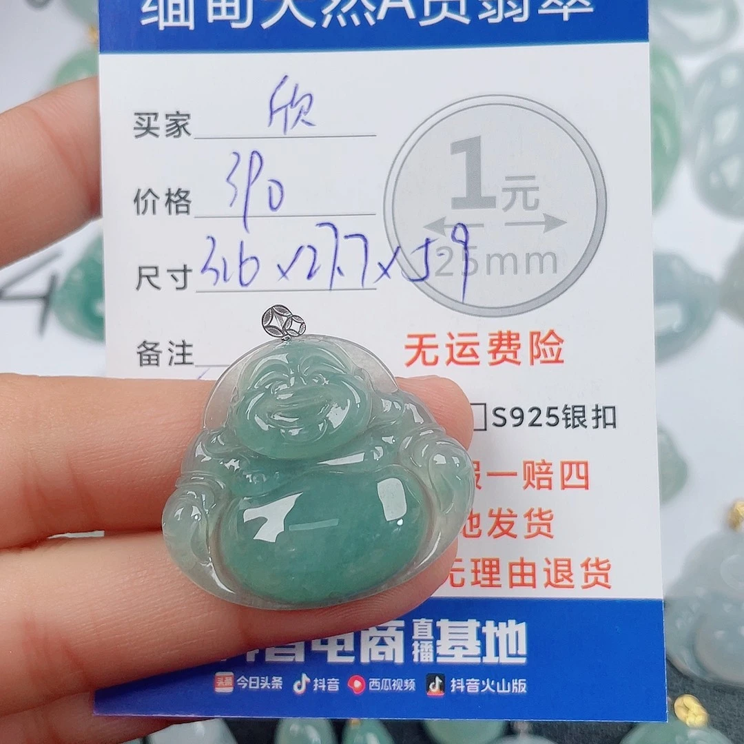 欣***欣翡翠18K金镶嵌颈饰翡翠