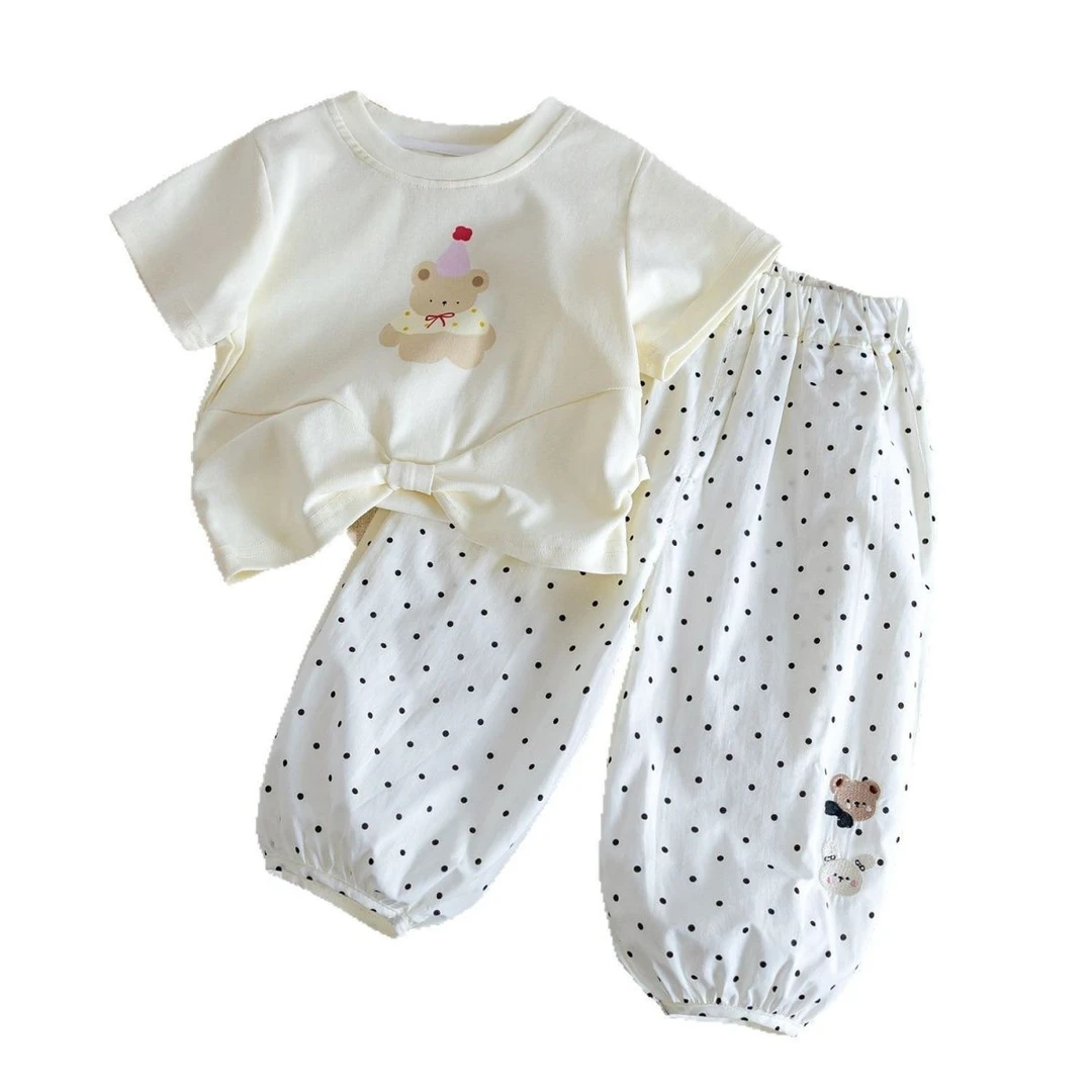 女童套装2025夏季新款宝宝卡通短袖T恤薄款防蚊裤两件套儿童夏装