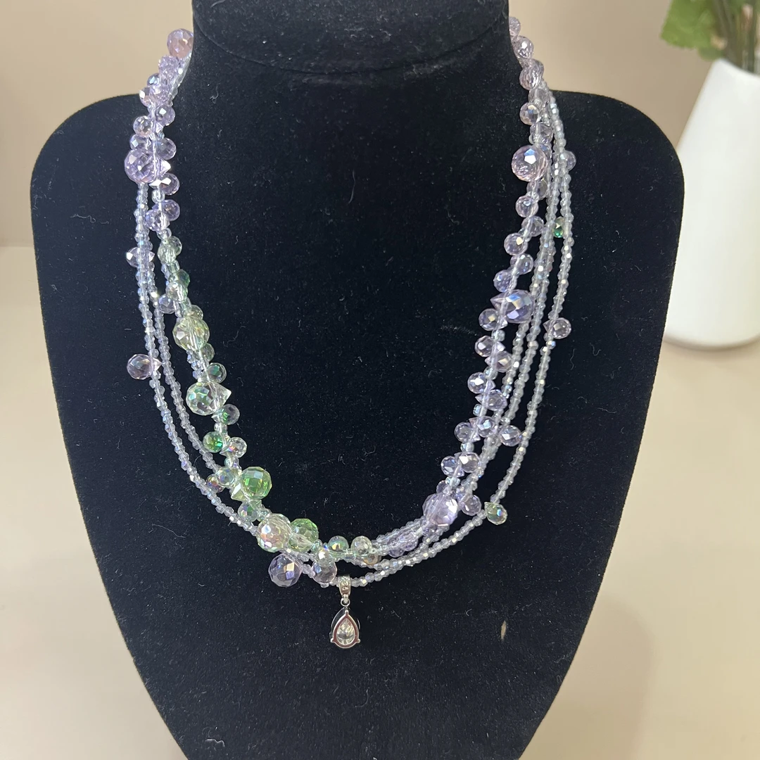 非金属合成锆石项链 西子家芭比耶凝露唤醒原创设计紫水晶项链女