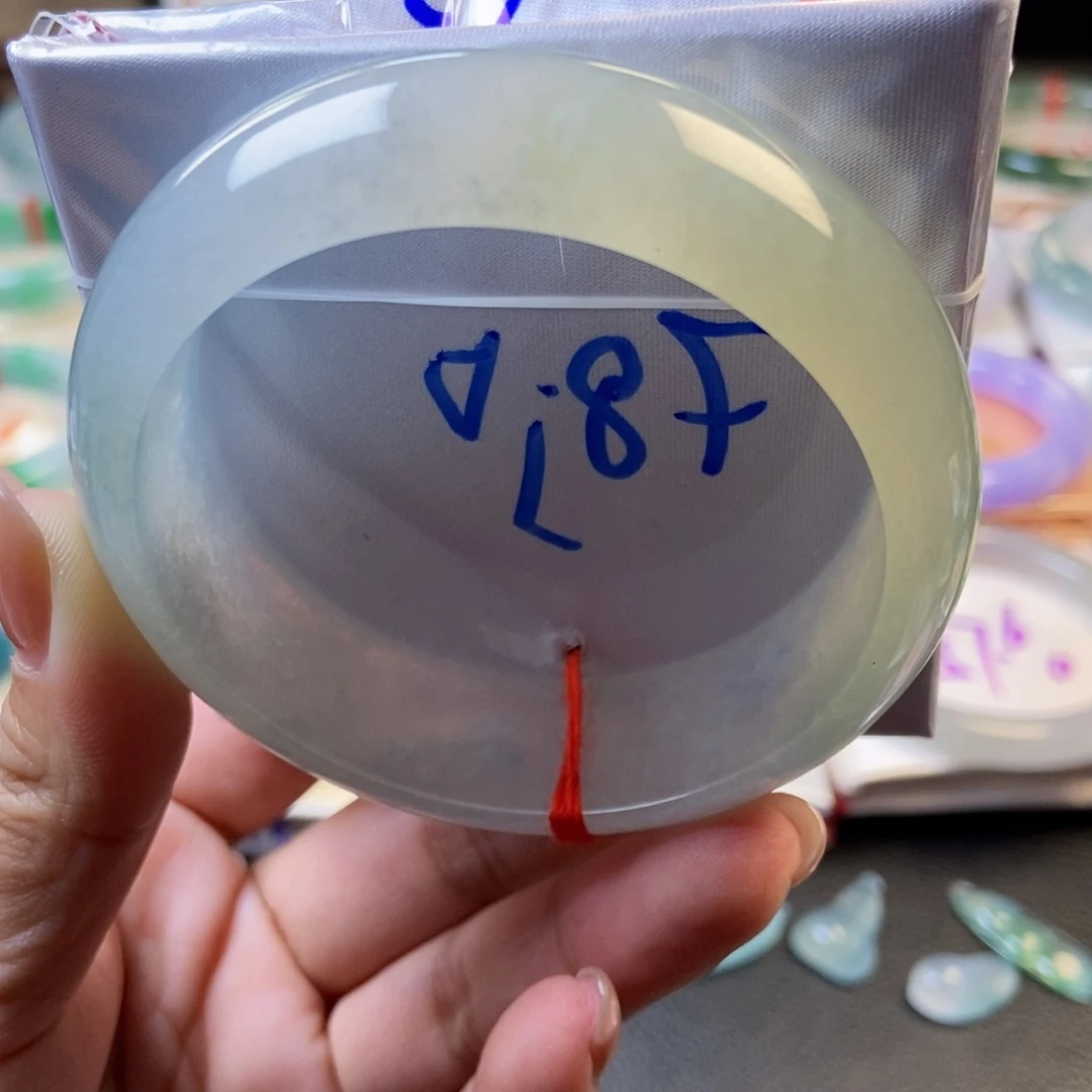 翡翠未镶嵌手镯49冰水透大宽版