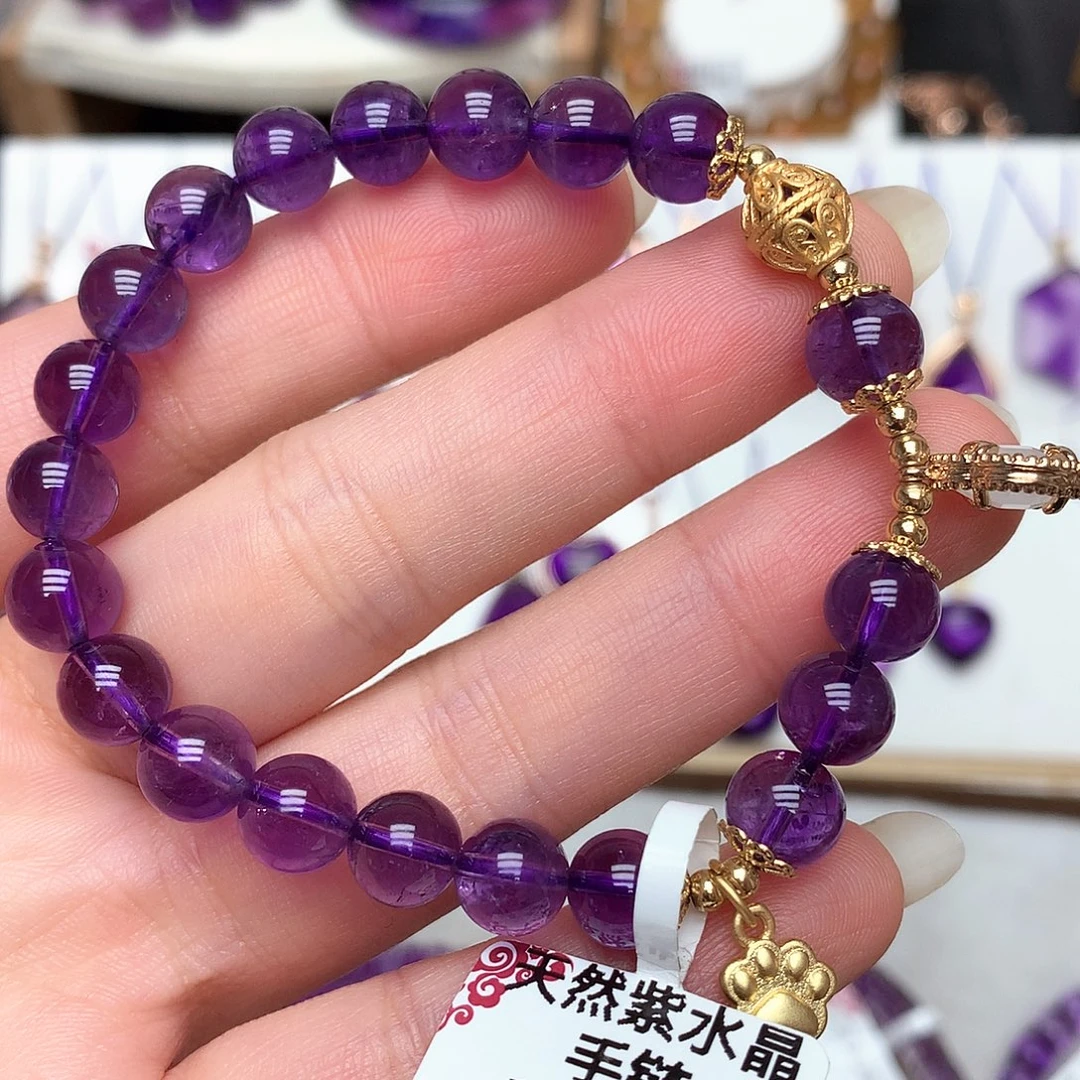 紫晶未镶嵌珠宝半成品L孤品手串