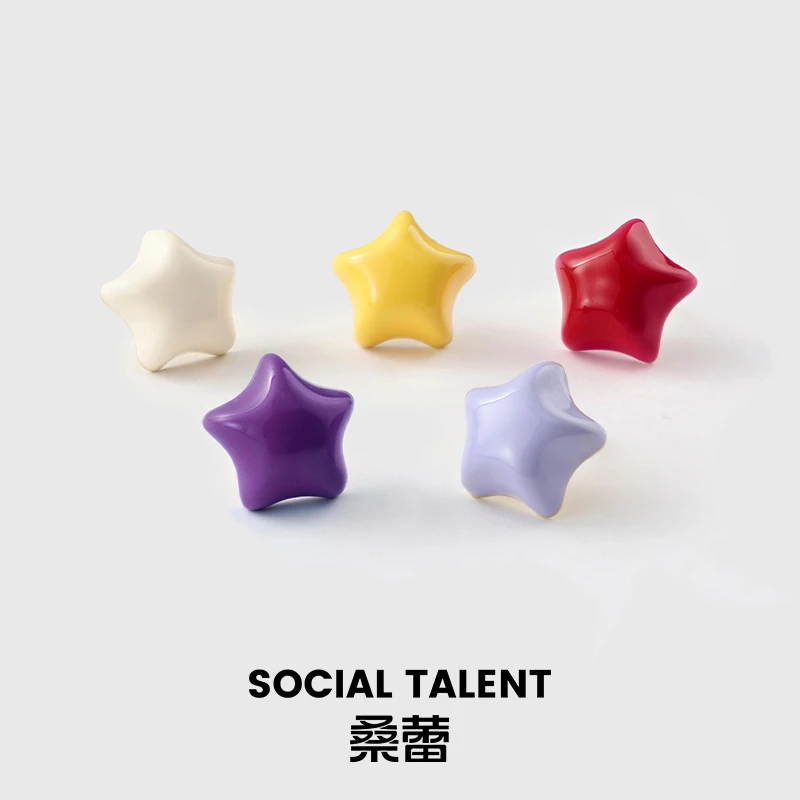 合金珐琅耳饰 【小糖星】桑蕾饰品小众高级夏款星星耳钉ins黄色耳饰商品图