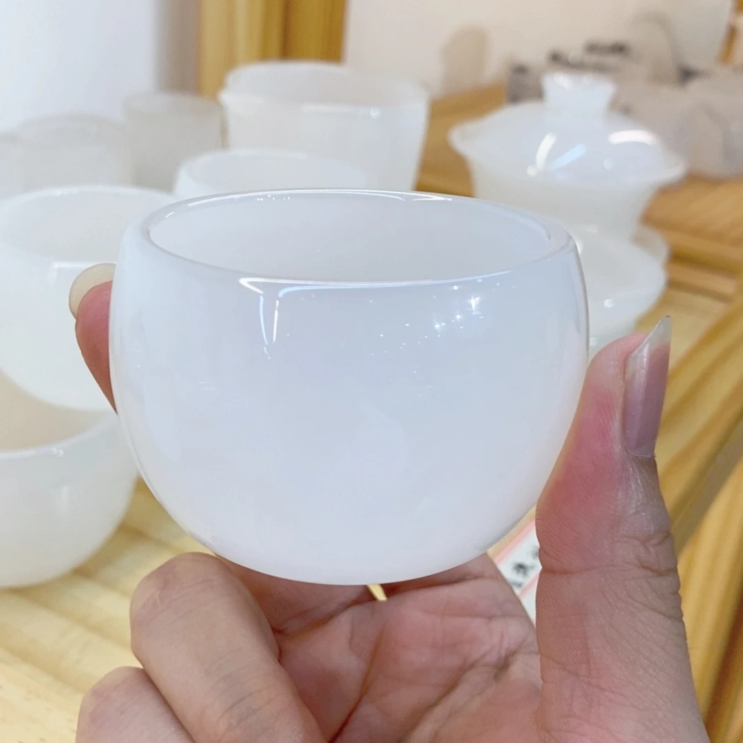 手工艺品琉璃白玉琉璃客杯