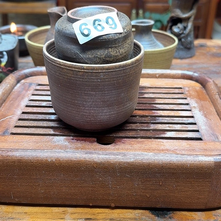 纯手工制作粗陶茶具溪****品