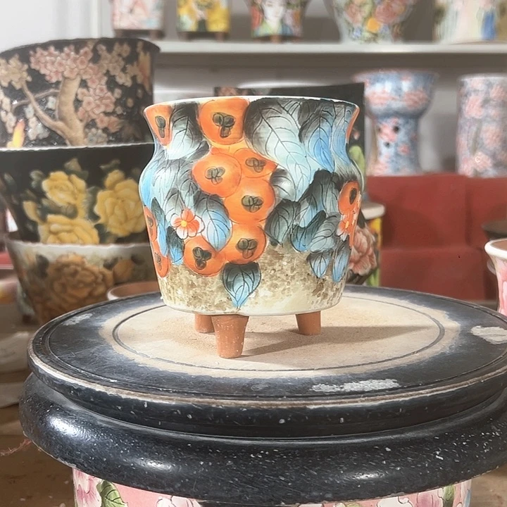 景德镇手绘花盆 满38包邮