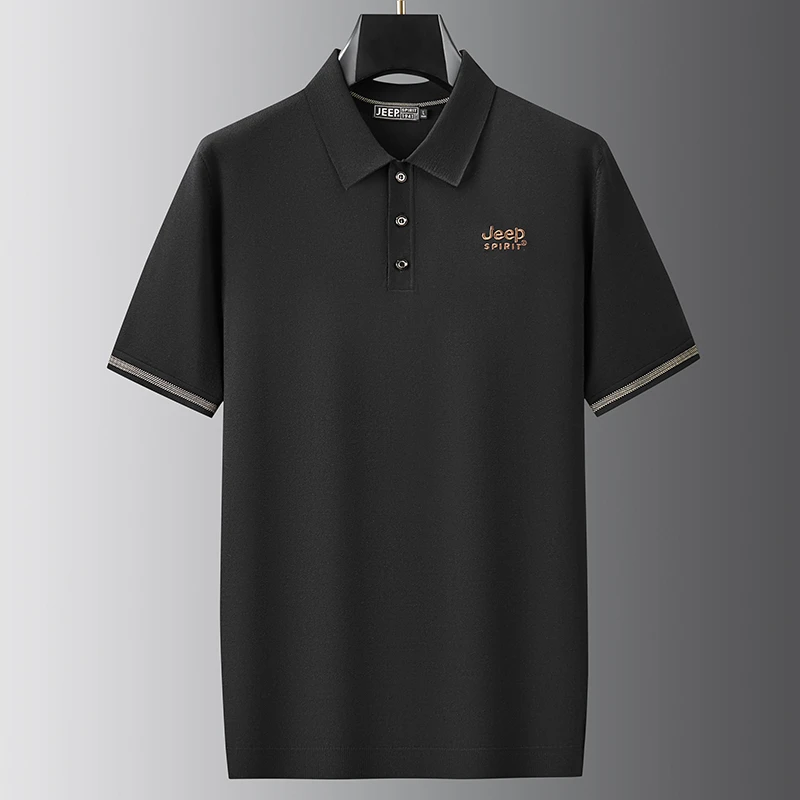 JEEPSPIRIT吉普商务休闲桑蚕丝夏季Polo衫半袖潮流商务翻领上衣