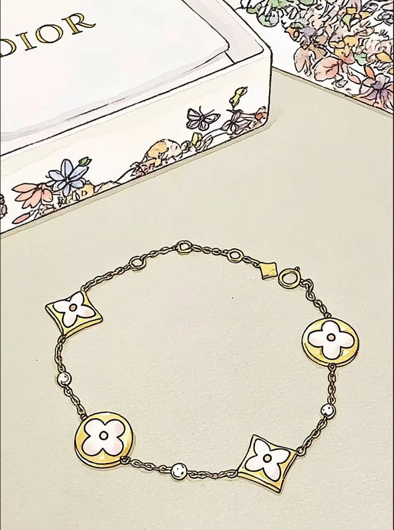 铜合金手链 【顶版】轻奢气质天然贝壳老花手链