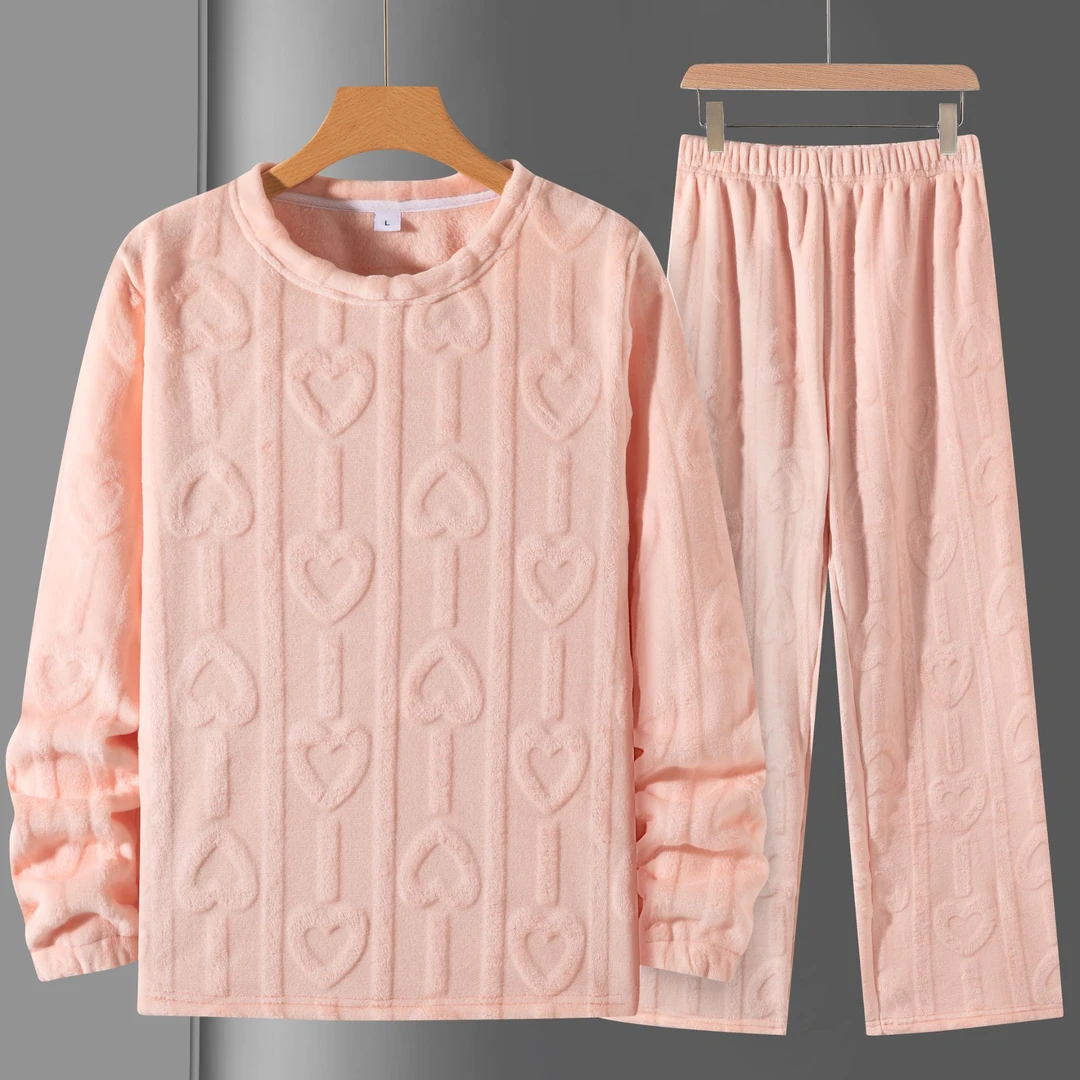 冬季常规款女麻花纹睡衣家居服套装秋冬季家居服保暖
