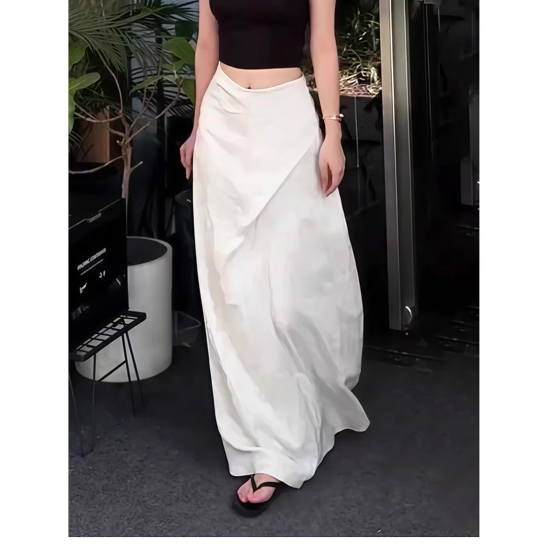 绝绝子！白色半身裙女2025夏季新款气质高腰显瘦气质不规则A字裙子