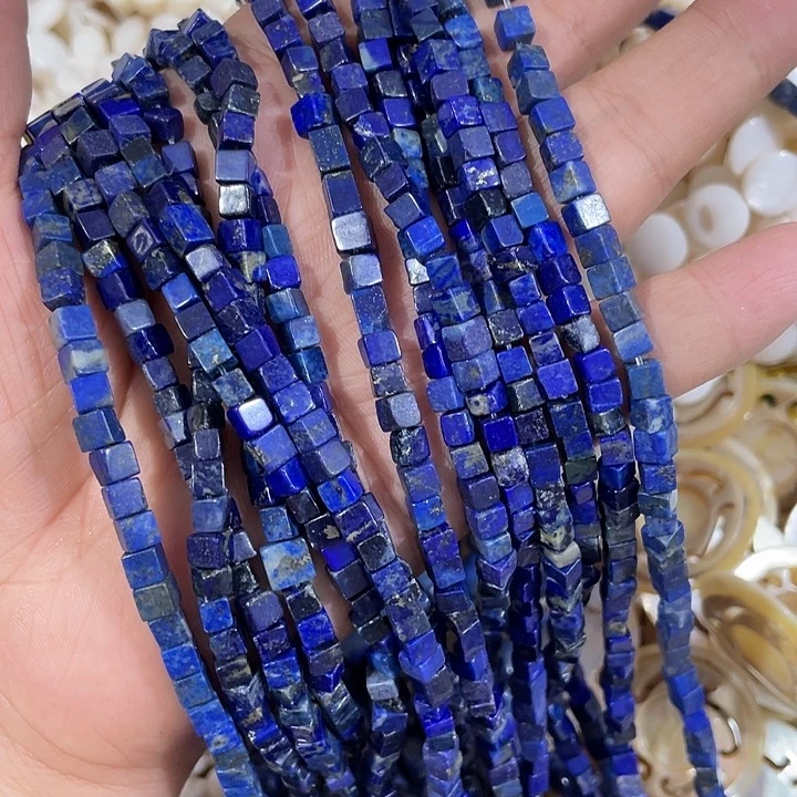 玛瑙/玉髓合金珠宝半成品4mm天然青金石方糖