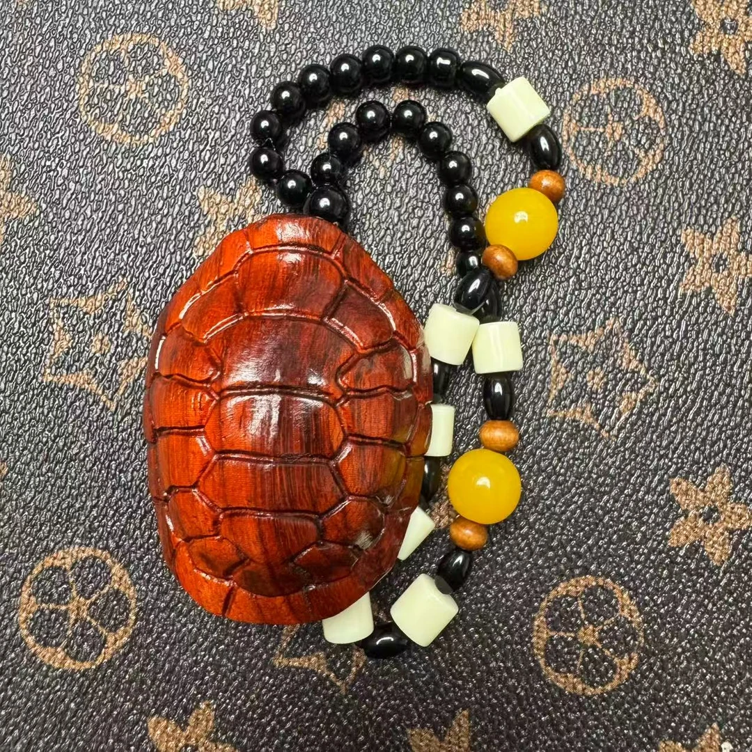 檀木龟壳富甲一方把件挂件MT0226（无礼盒8-8）