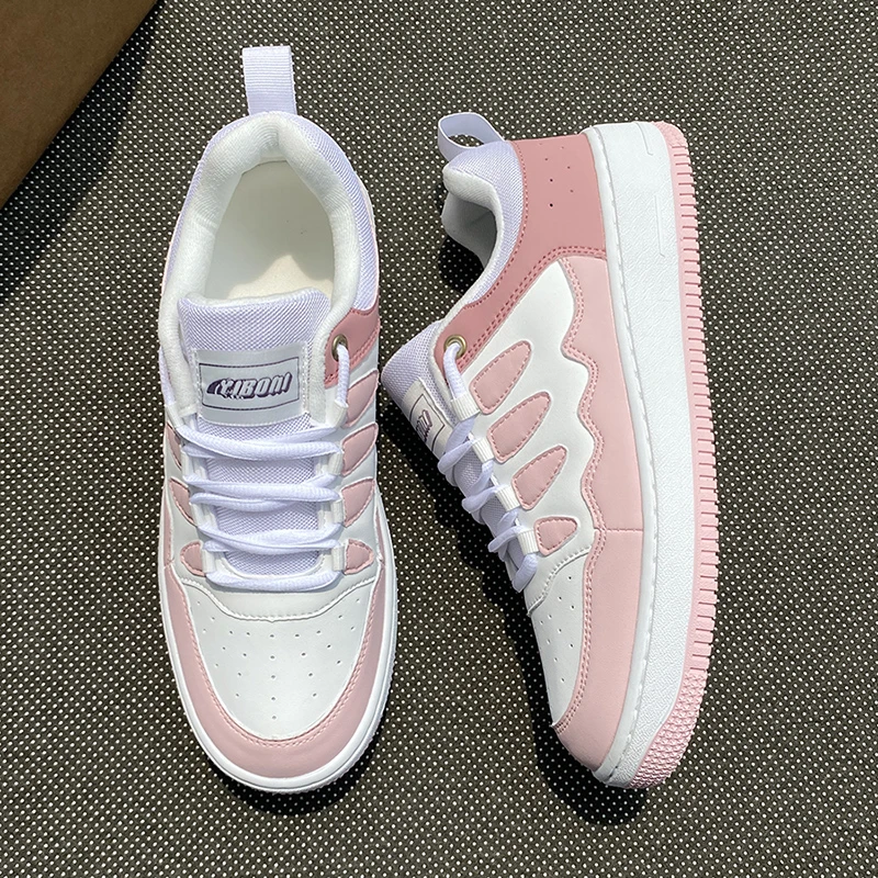 春夏厚底老爹鞋粉白色软底舒适板鞋青少年秋季潮鞋学生透气情侣鞋