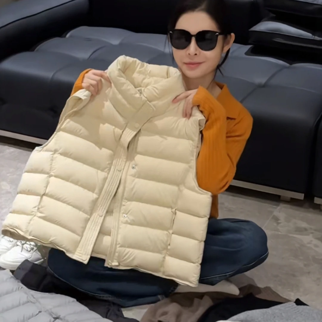 正版设计感白鸭绒时尚排骨马甲女装2025秋冬流行时尚外穿坎肩上衣